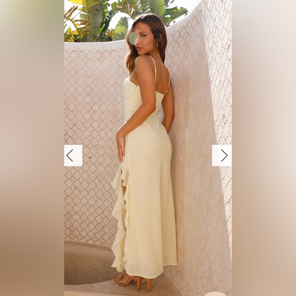 NWT yellow ruffle dress Billy J Kiyah Midi dress size 10 - Picture 2 of 8